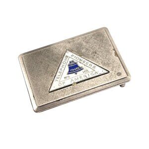 Antique Telephone Pioneers Of America Silver Card Holder By The Yorkshire Co.